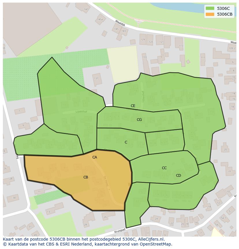 Afbeelding van het postcodegebied 5306 CB op de kaart.