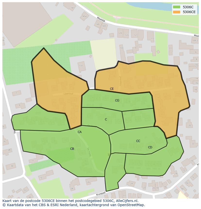 Afbeelding van het postcodegebied 5306 CE op de kaart.