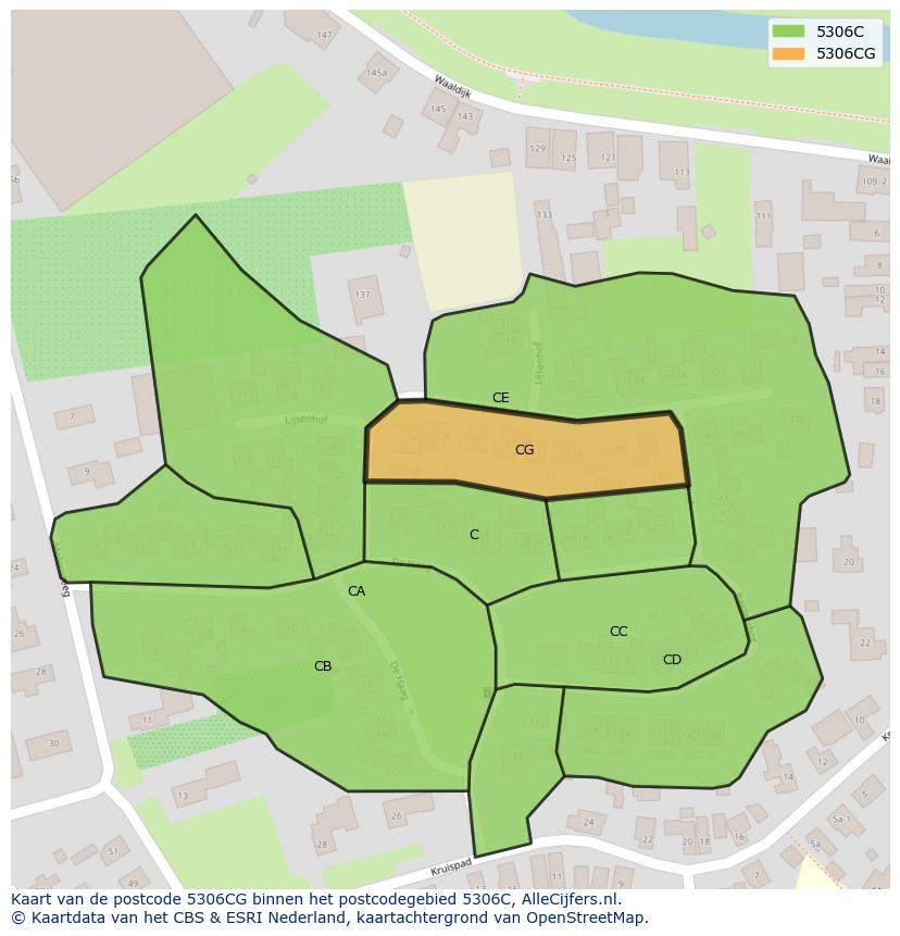 Afbeelding van het postcodegebied 5306 CG op de kaart.