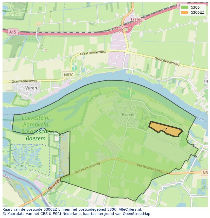 Afbeelding van het postcodegebied 5306 EZ op de kaart.