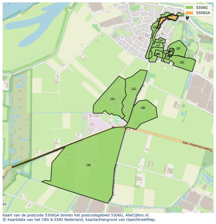 Afbeelding van het postcodegebied 5306 GA op de kaart.
