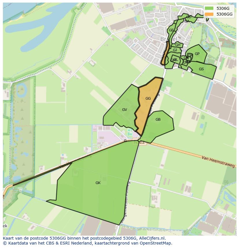 Afbeelding van het postcodegebied 5306 GG op de kaart.