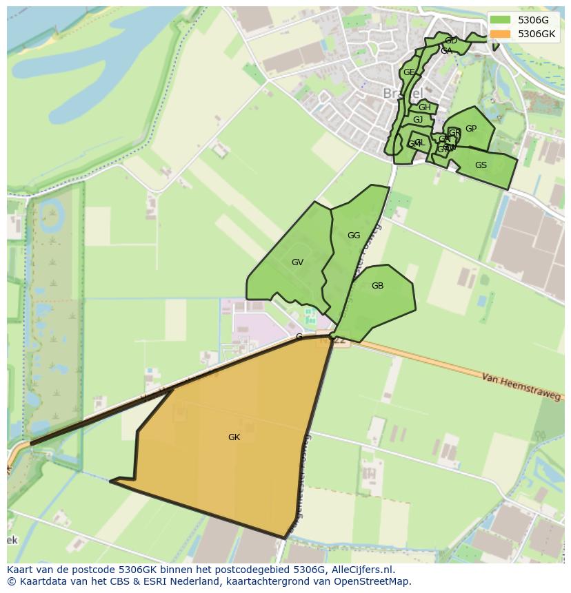 Afbeelding van het postcodegebied 5306 GK op de kaart.