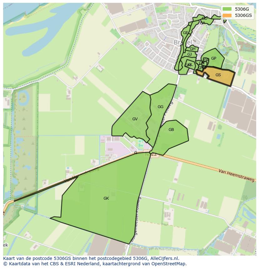 Afbeelding van het postcodegebied 5306 GS op de kaart.