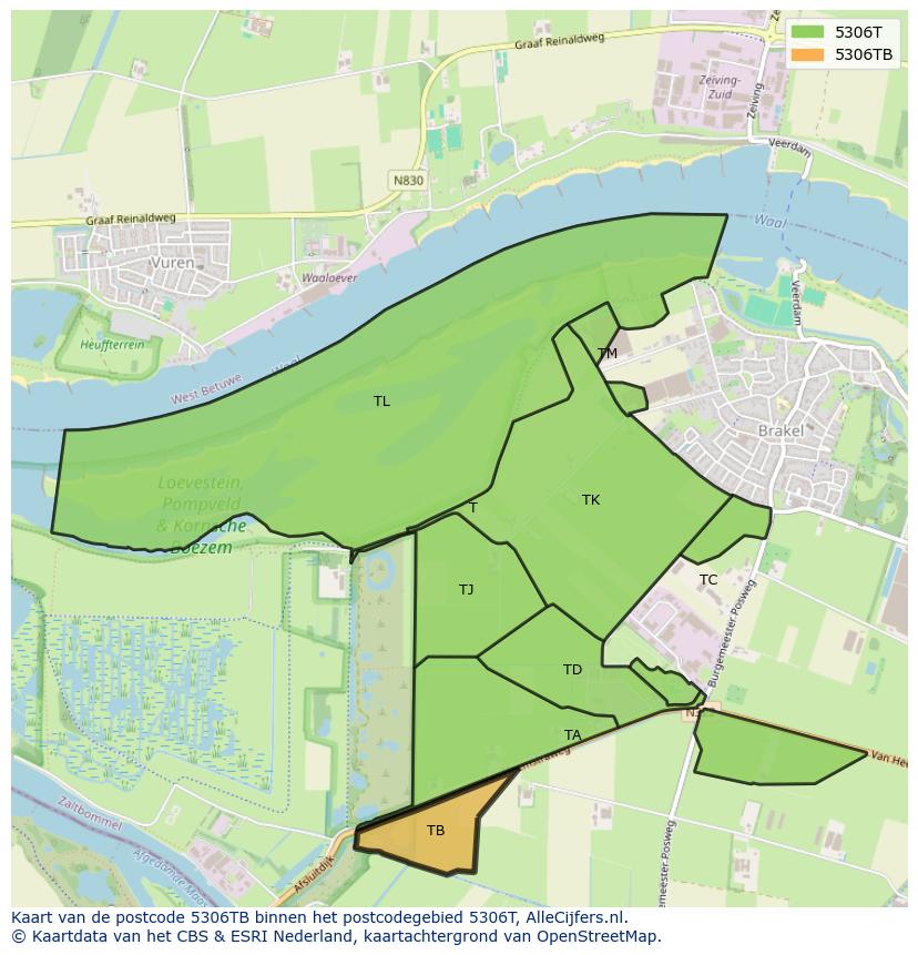 Afbeelding van het postcodegebied 5306 TB op de kaart.