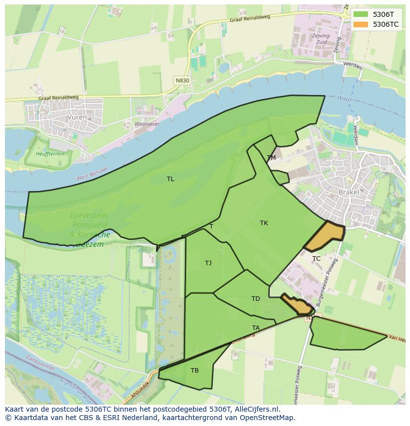 Afbeelding van het postcodegebied 5306 TC op de kaart.