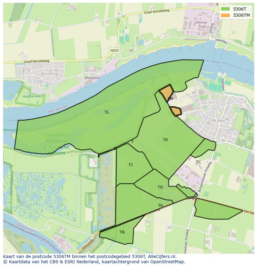 Afbeelding van het postcodegebied 5306 TM op de kaart.
