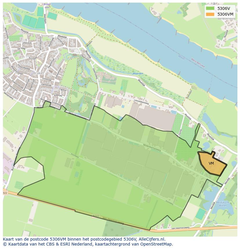 Afbeelding van het postcodegebied 5306 VM op de kaart.