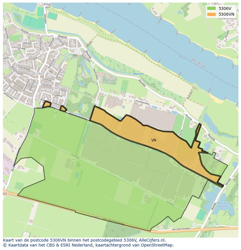 Afbeelding van het postcodegebied 5306 VN op de kaart.