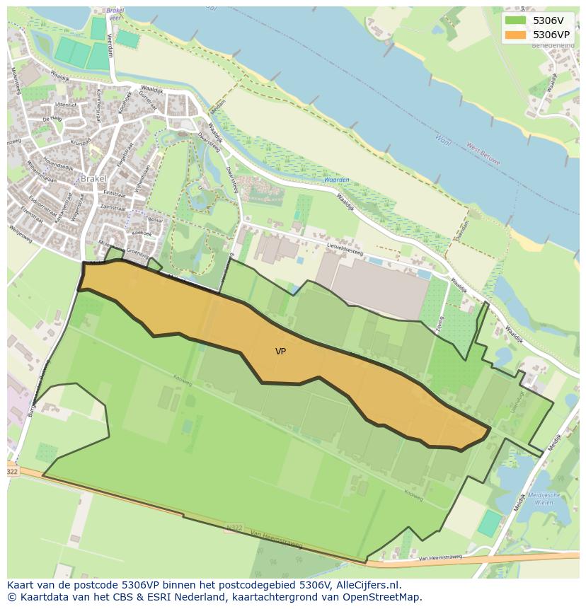 Afbeelding van het postcodegebied 5306 VP op de kaart.