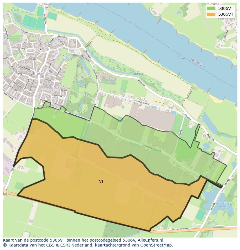 Afbeelding van het postcodegebied 5306 VT op de kaart.