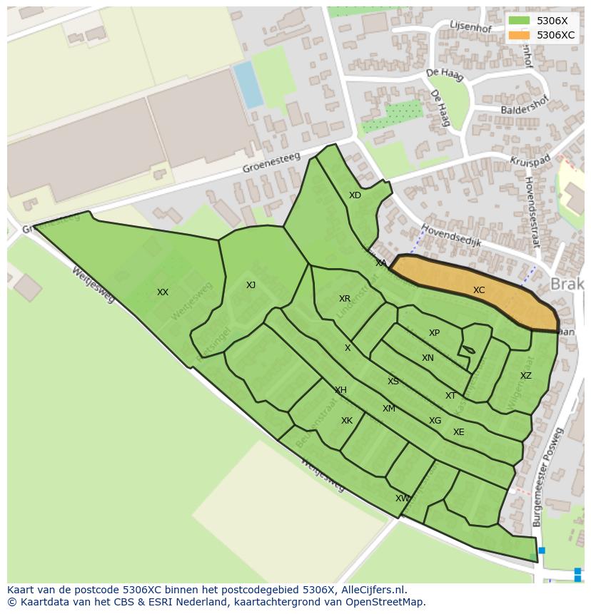 Afbeelding van het postcodegebied 5306 XC op de kaart.