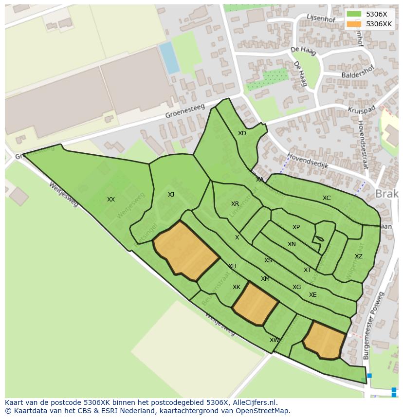 Afbeelding van het postcodegebied 5306 XK op de kaart.