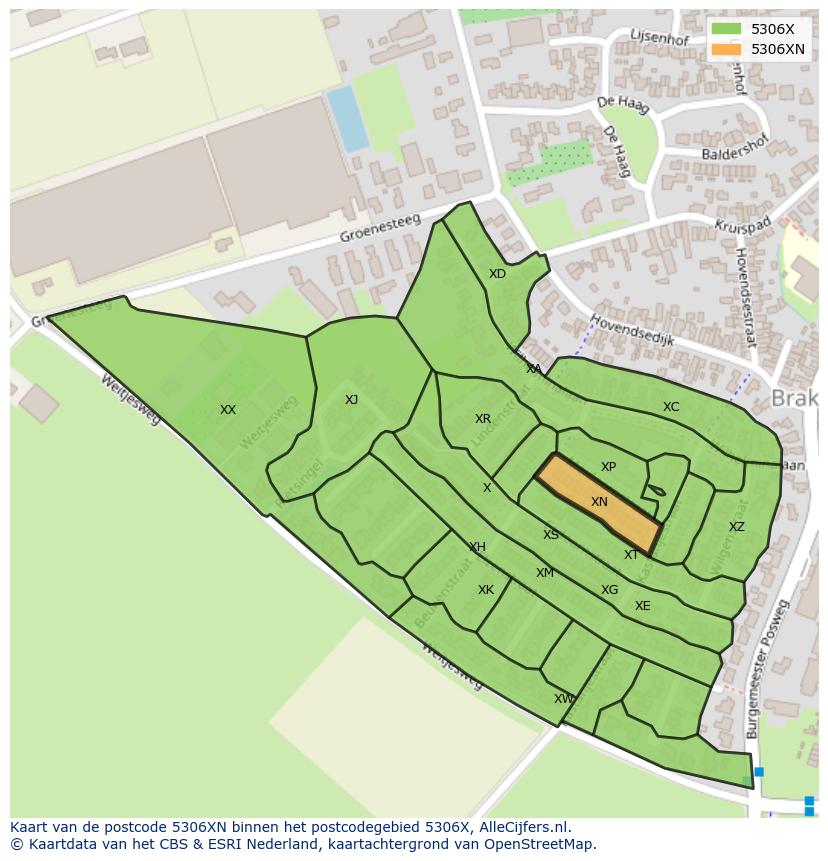 Afbeelding van het postcodegebied 5306 XN op de kaart.