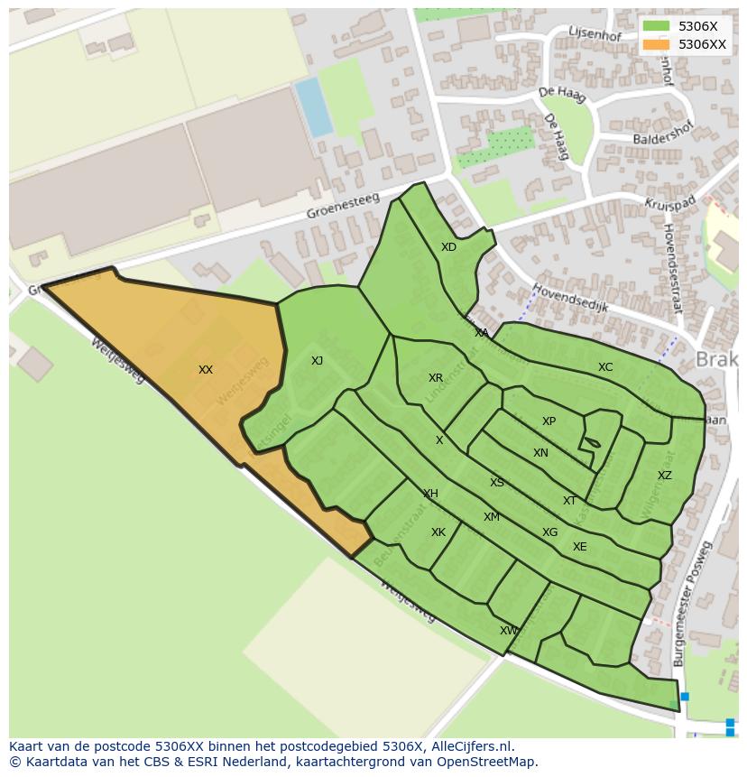 Afbeelding van het postcodegebied 5306 XX op de kaart.