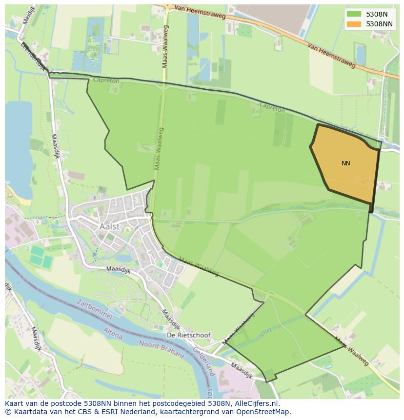 Afbeelding van het postcodegebied 5308 NN op de kaart.