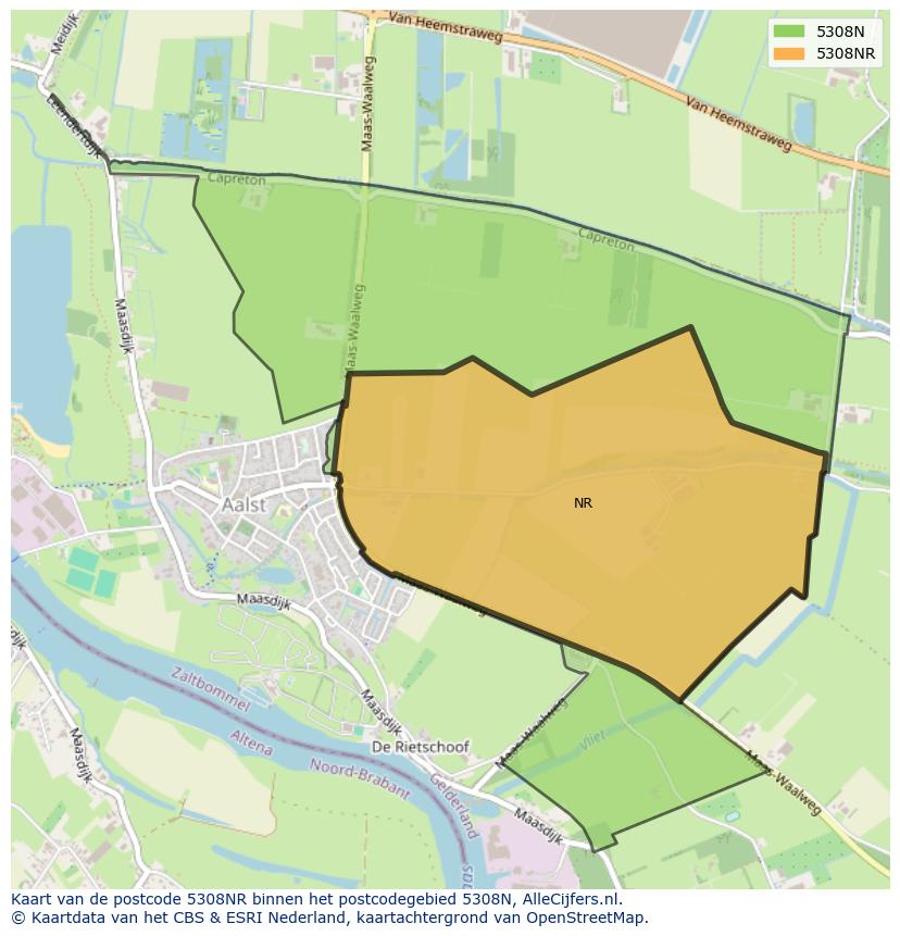 Afbeelding van het postcodegebied 5308 NR op de kaart.