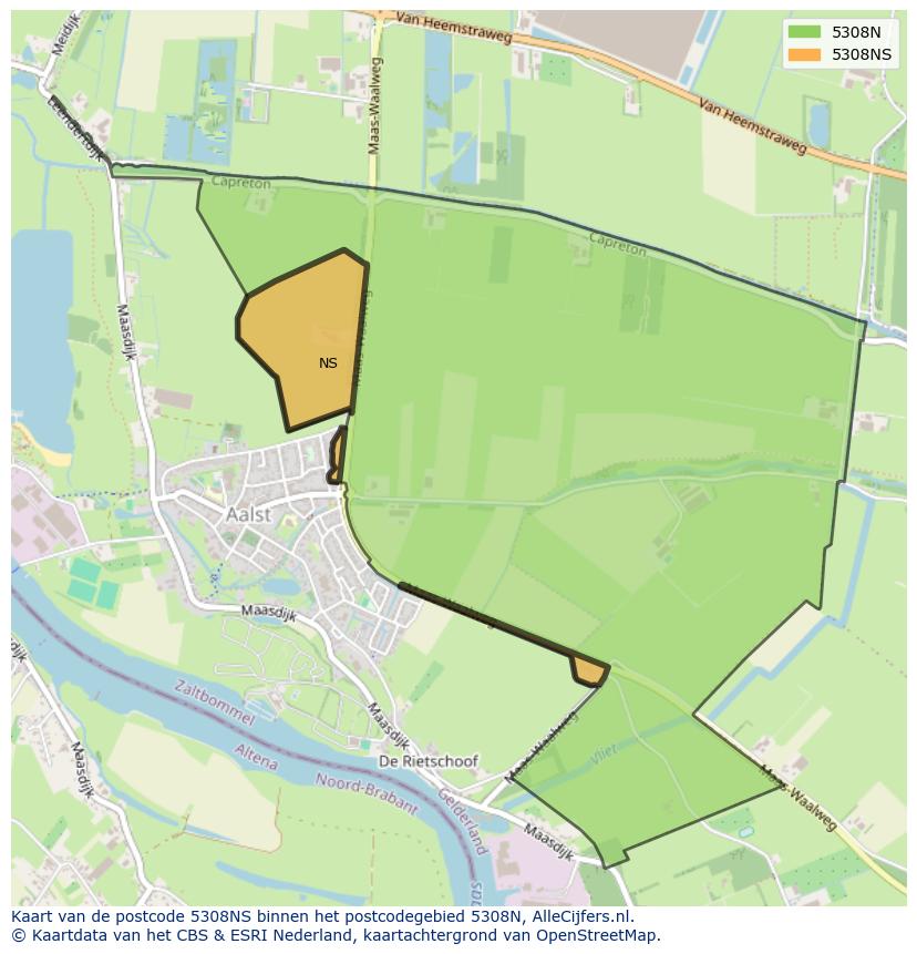 Afbeelding van het postcodegebied 5308 NS op de kaart.