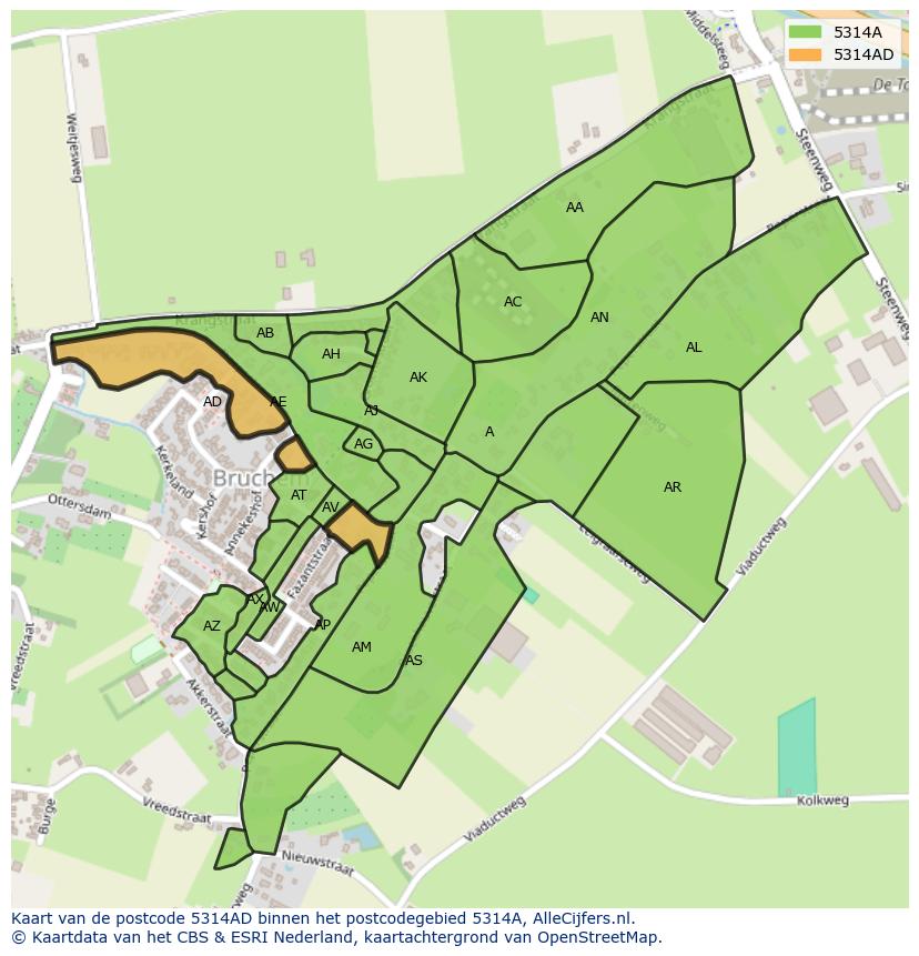 Afbeelding van het postcodegebied 5314 AD op de kaart.