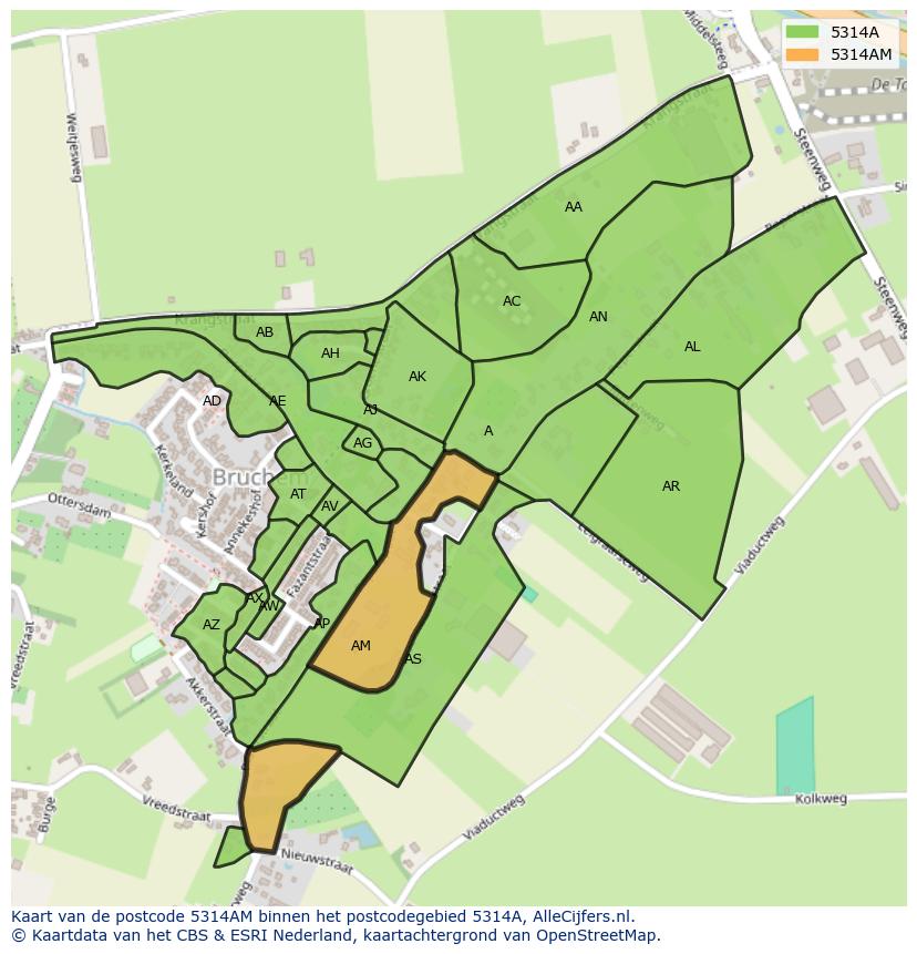 Afbeelding van het postcodegebied 5314 AM op de kaart.