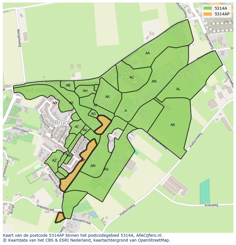 Afbeelding van het postcodegebied 5314 AP op de kaart.
