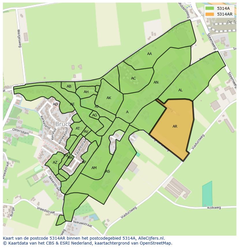 Afbeelding van het postcodegebied 5314 AR op de kaart.
