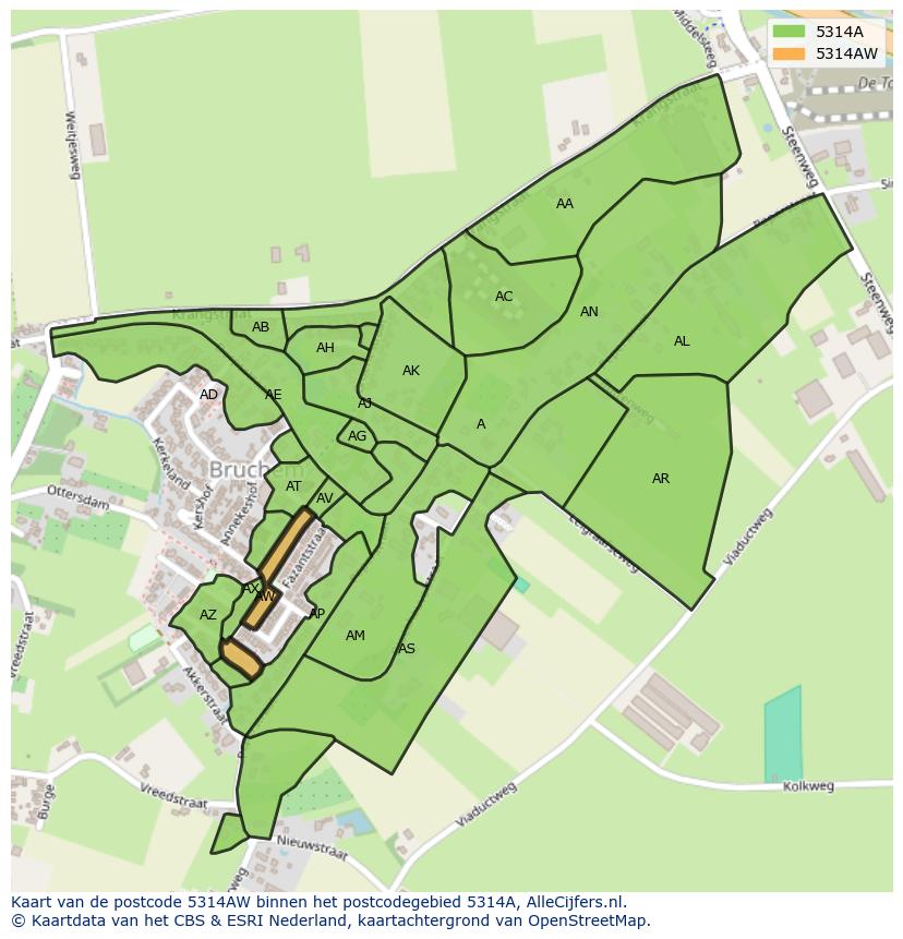 Afbeelding van het postcodegebied 5314 AW op de kaart.