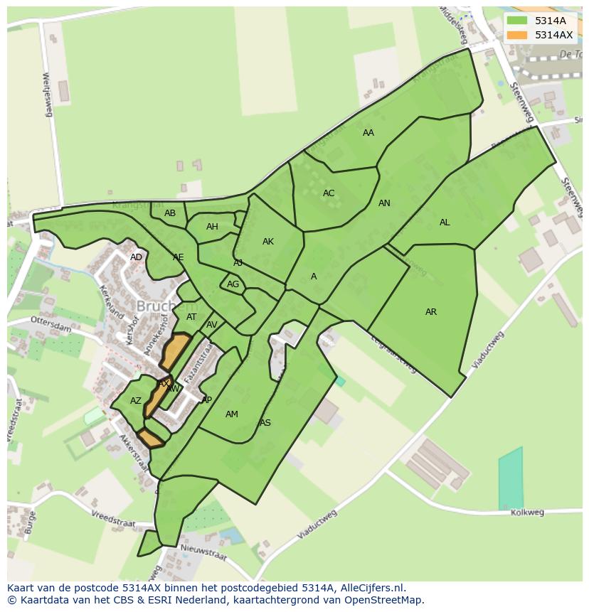 Afbeelding van het postcodegebied 5314 AX op de kaart.