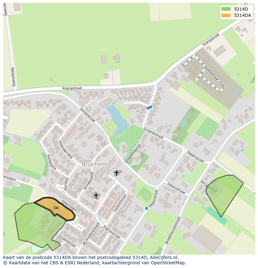 Afbeelding van het postcodegebied 5314 DA op de kaart.