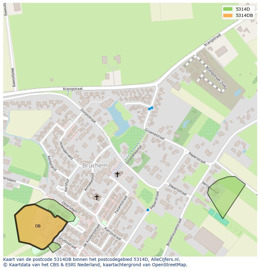 Afbeelding van het postcodegebied 5314 DB op de kaart.