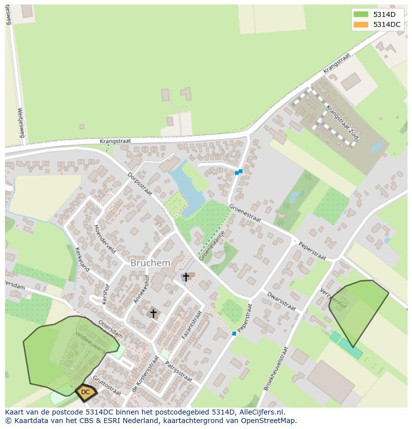 Afbeelding van het postcodegebied 5314 DC op de kaart.