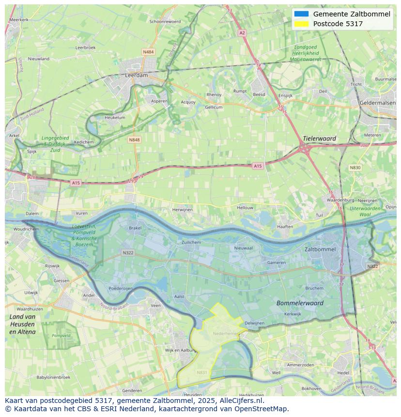 Afbeelding van het postcodegebied 5317 op de kaart.