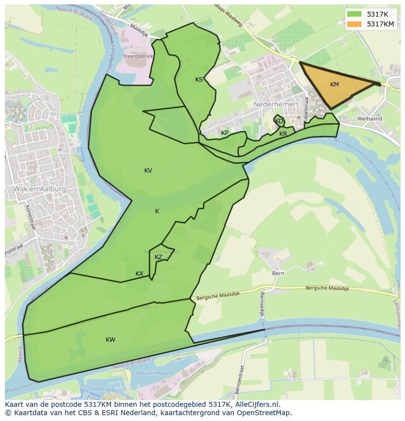Afbeelding van het postcodegebied 5317 KM op de kaart.