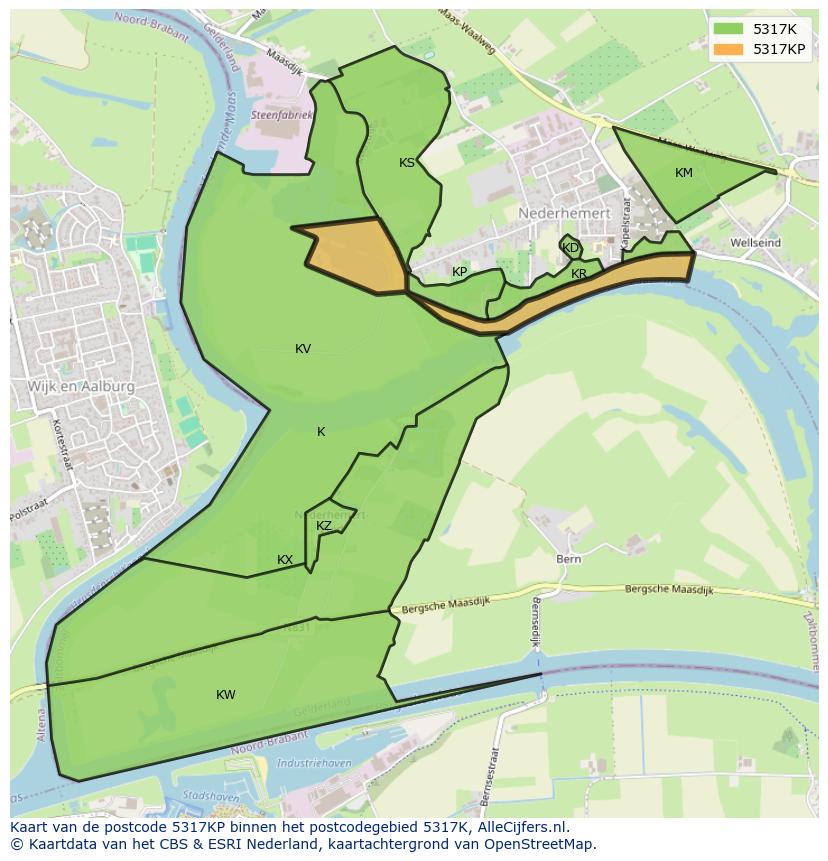 Afbeelding van het postcodegebied 5317 KP op de kaart.