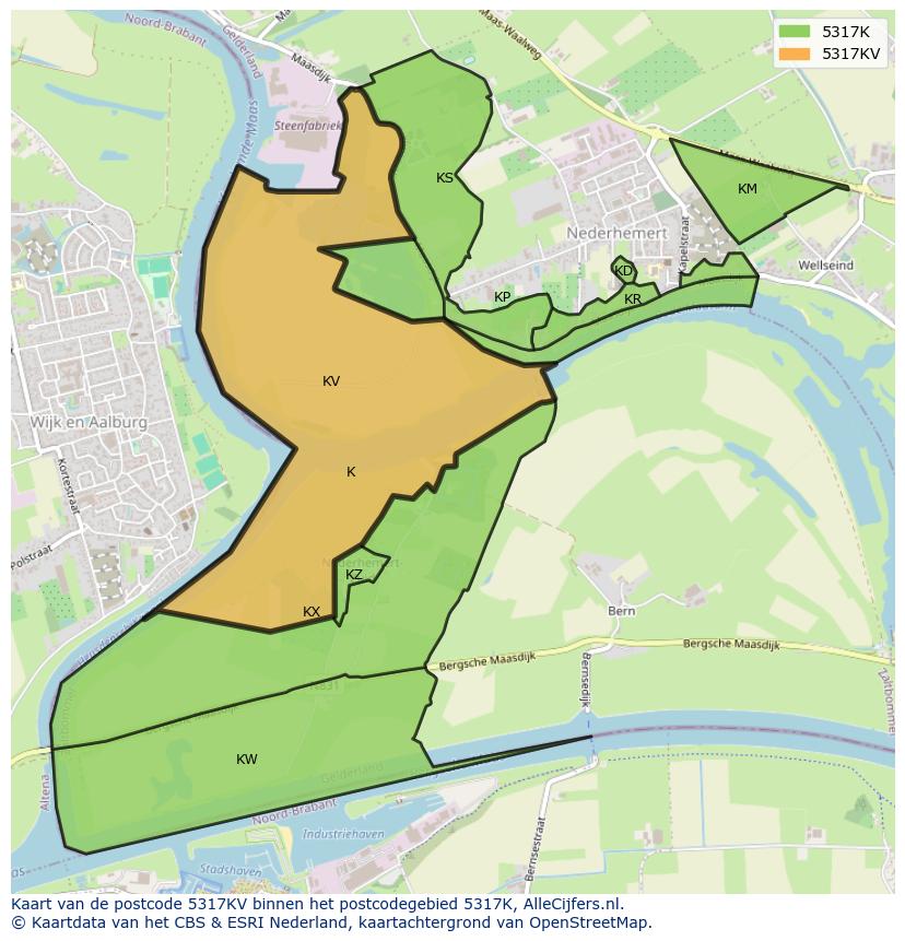 Afbeelding van het postcodegebied 5317 KV op de kaart.