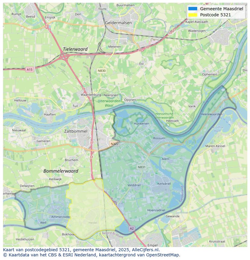 Afbeelding van het postcodegebied 5321 op de kaart.