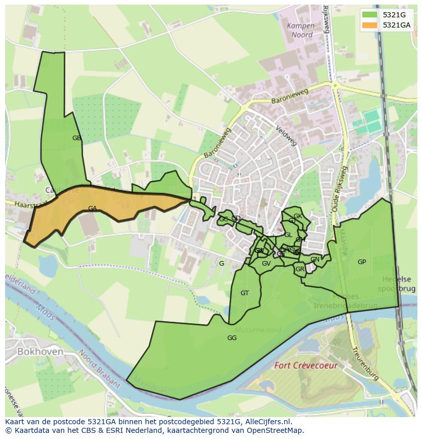 Afbeelding van het postcodegebied 5321 GA op de kaart.