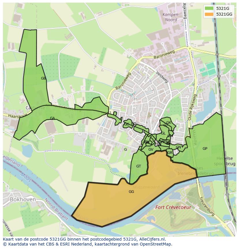 Afbeelding van het postcodegebied 5321 GG op de kaart.