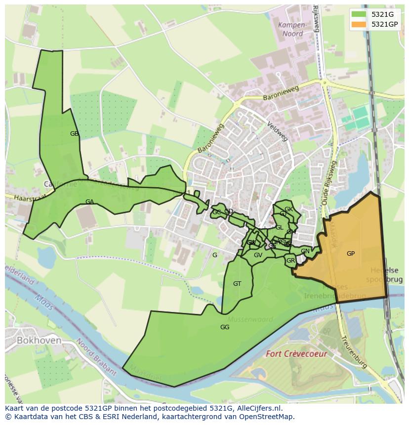 Afbeelding van het postcodegebied 5321 GP op de kaart.