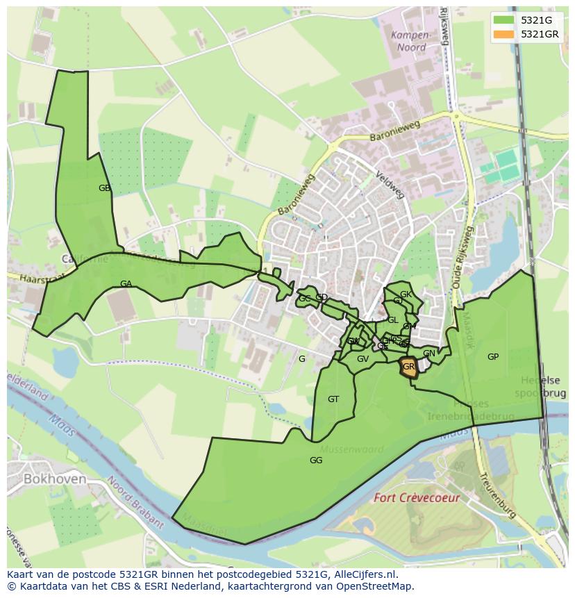 Afbeelding van het postcodegebied 5321 GR op de kaart.