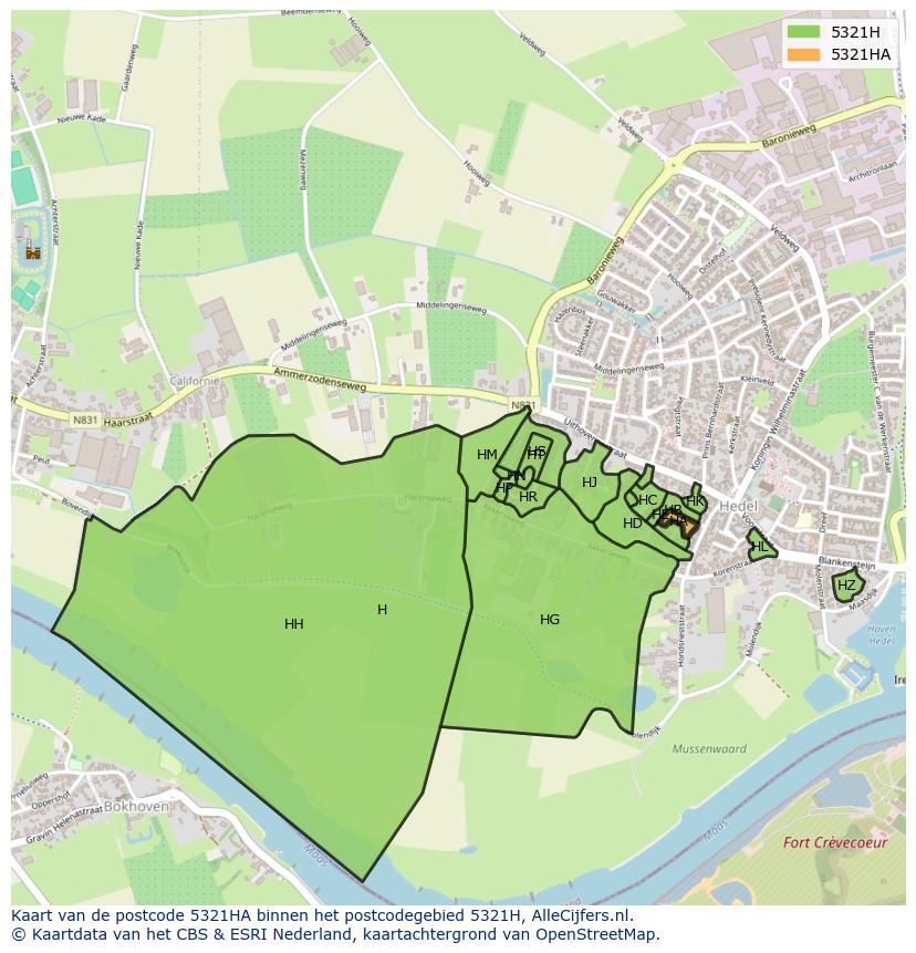 Afbeelding van het postcodegebied 5321 HA op de kaart.