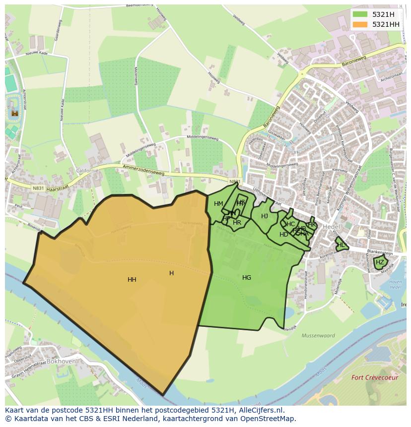 Afbeelding van het postcodegebied 5321 HH op de kaart.