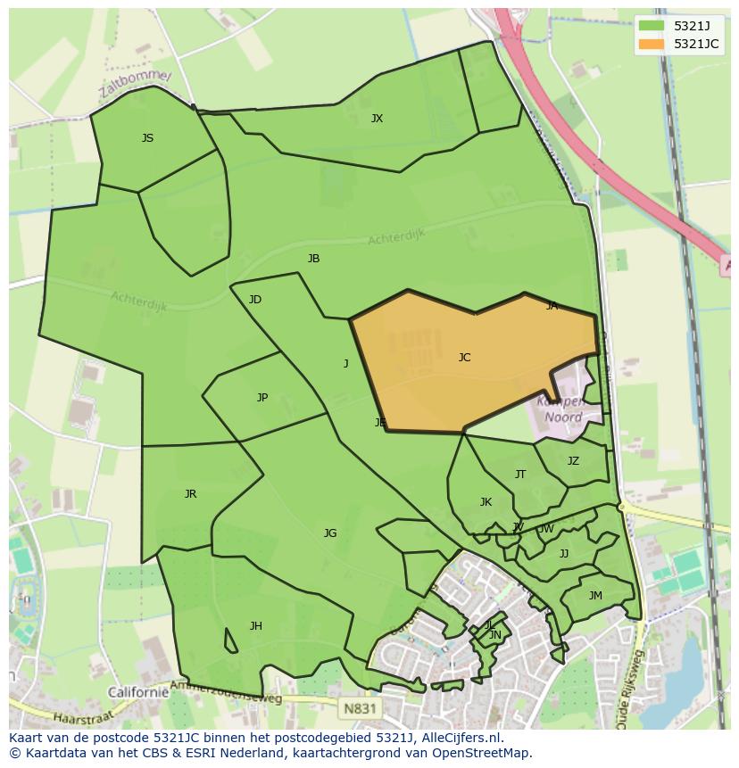 Afbeelding van het postcodegebied 5321 JC op de kaart.