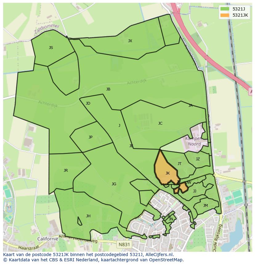 Afbeelding van het postcodegebied 5321 JK op de kaart.