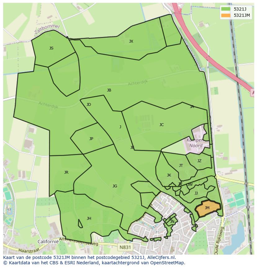 Afbeelding van het postcodegebied 5321 JM op de kaart.