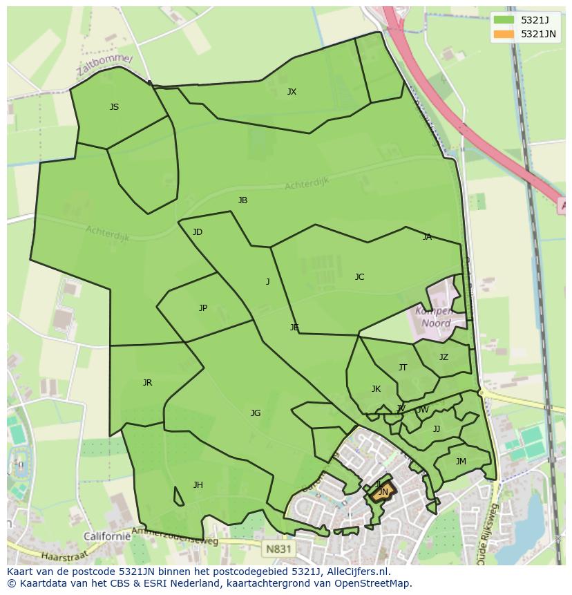 Afbeelding van het postcodegebied 5321 JN op de kaart.