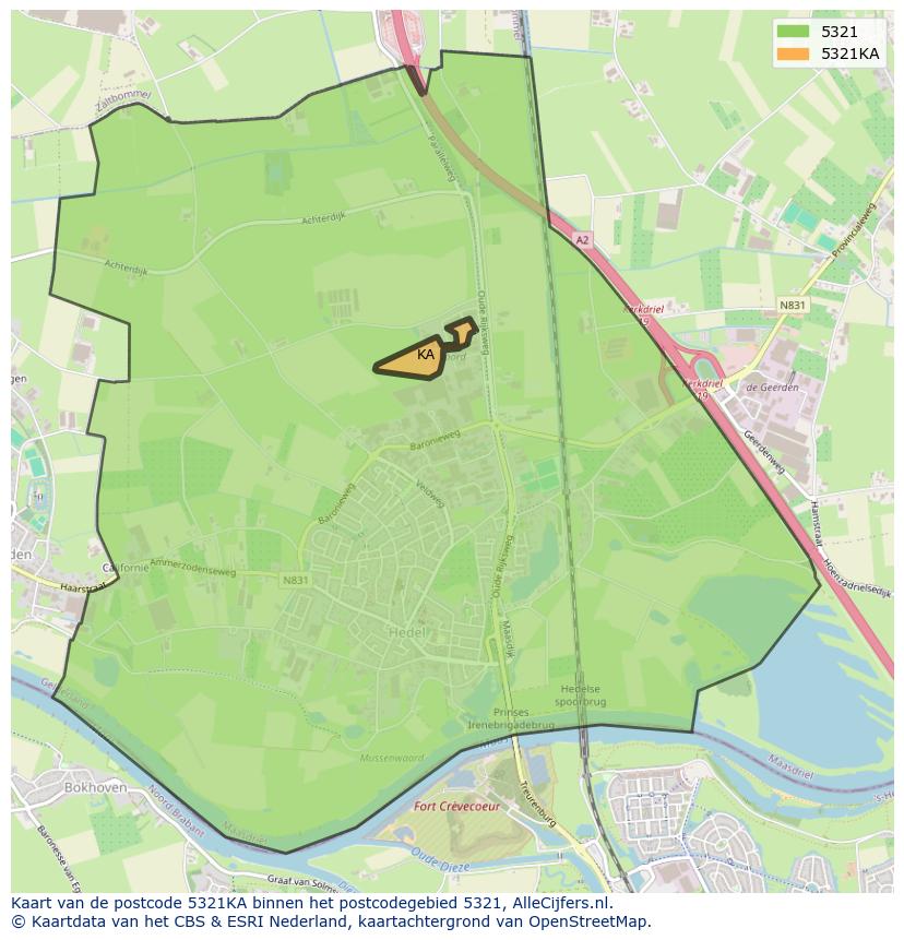 Afbeelding van het postcodegebied 5321 KA op de kaart.