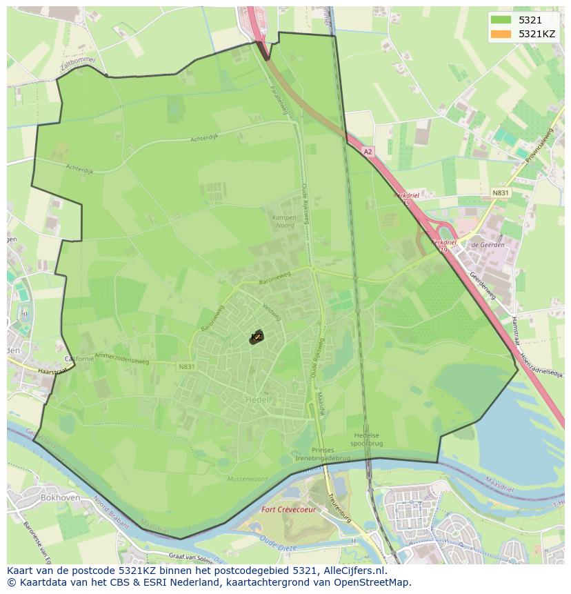 Afbeelding van het postcodegebied 5321 KZ op de kaart.