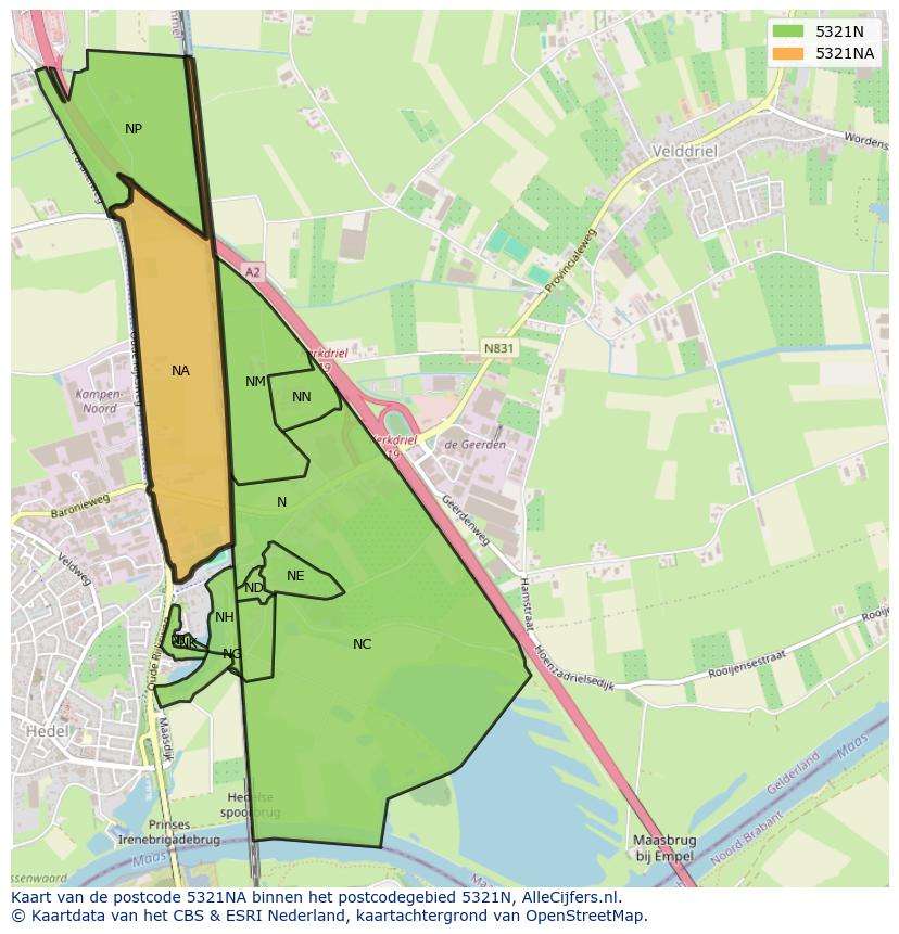 Afbeelding van het postcodegebied 5321 NA op de kaart.
