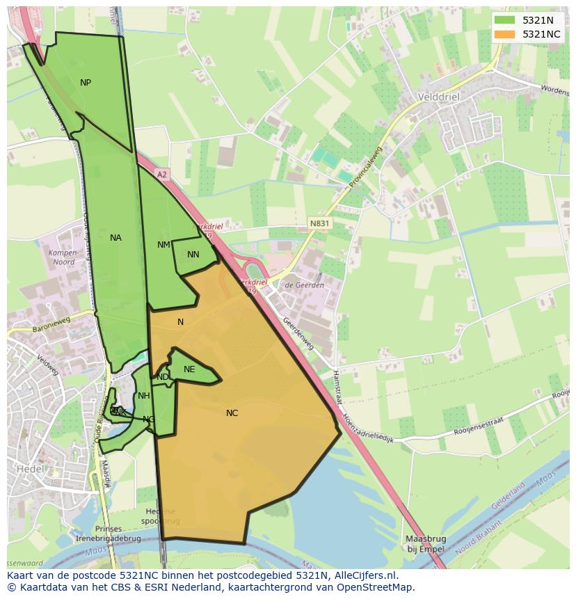 Afbeelding van het postcodegebied 5321 NC op de kaart.